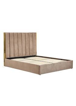 Beżowe tapicerowane welurem łóżko 160x200 cm - Benexo ze sklepu Edinos.pl w kategorii Łóżka i materace - zdjęcie 172261127