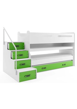 Biało-zielone 3-poziomowe łóżko z biurkiem - Ilos ze sklepu Edinos.pl w kategorii Łóżka dziecięce - zdjęcie 172261197