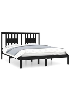Dwuosobowe czarne łóżko z drewna 160x200 - Pierot 6X ze sklepu Edinos.pl w kategorii Łóżka i materace - zdjęcie 172261489
