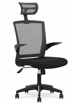 Fotel obrotowy z zagłówkiem Fisko - czarny ze sklepu Edinos.pl w kategorii Krzesła biurowe - zdjęcie 172261527