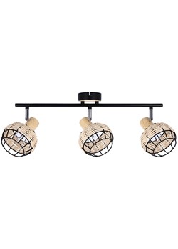Potrójna lampa sufitowa do kuchni w stylu boho czarny + drewniany - Z057-Lammo ze sklepu Edinos.pl w kategorii Lampy sufitowe - zdjęcie 172261647