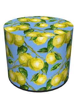 Niebiesko-żółta okrągła pufa dekoracyjna młodzieżowa - Atola ze sklepu Edinos.pl w kategorii Pufy i siedziska - zdjęcie 172261717