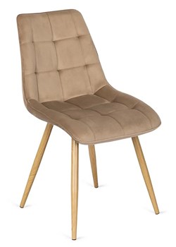 Beżowe krzesło z imitacją drewnianych nóg - Abro ze sklepu Edinos.pl w kategorii Krzesła - zdjęcie 172262115