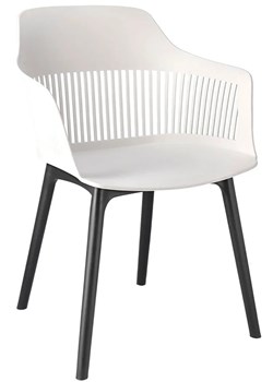 Białe krzesło z ażurowym oparciem do ogrodu - Sazo 4X ze sklepu Edinos.pl w kategorii Krzesła - zdjęcie 172262229