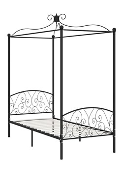 Czarne łóżko z baldachimem z metalu 90x200 cm - Orfes ze sklepu Edinos.pl w kategorii Łóżka i materace - zdjęcie 172262269