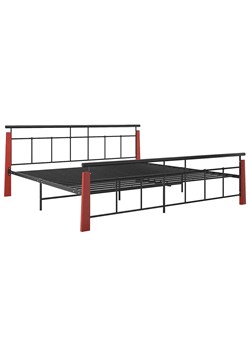 Łóżko metalowe vintage czarny + ciemny dąb 200x200 cm D6-W51 ze sklepu Edinos.pl w kategorii Łóżka i materace - zdjęcie 172262286