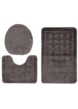 Szary stylowy komplet dywaników do łazienki w kratę - Deso 4X ze sklepu Edinos.pl w kategorii Dywaniki łazienkowe - zdjęcie 172262485