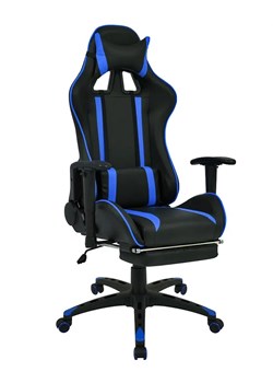 Czarno-niebieski gamingowy fotel z podnóżkiem - Coriso ze sklepu Edinos.pl w kategorii Krzesła biurowe - zdjęcie 172262686