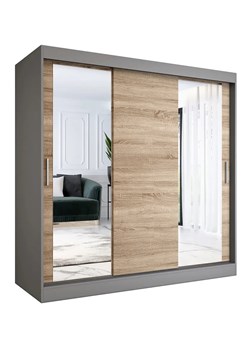 Szafa przesuwna antracyt + dąb sonoma 200 cm - Seko 6X ze sklepu Edinos.pl w kategorii Szafy - zdjęcie 172263408
