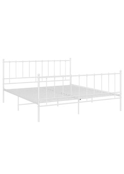 Białe metalowe łóżko z zagłówkiem 140x200 cm - Cesaro ze sklepu Edinos.pl w kategorii Łóżka i materace - zdjęcie 172263559