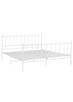 Białe metalowe łóżko z zagłówkiem 140x200 cm - Laxi ze sklepu Edinos.pl w kategorii Łóżka i materace - zdjęcie 172263559