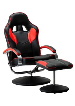 Czarno-czerwony fotel gamingowy z podnóżkiem - Endy ze sklepu Edinos.pl w kategorii Krzesła do biurka - zdjęcie 172264025
