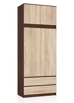 Szafa z drążkiem i półkami wenge + dąb sonoma - Enio 3X ze sklepu Edinos.pl w kategorii Szafy - zdjęcie 172264147
