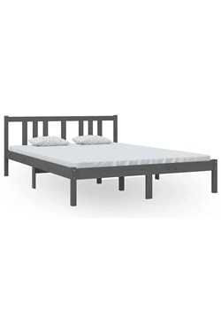 Szare dwuosobowe łóżko z drewna 140x200 cm - Kenet 5X ze sklepu Edinos.pl w kategorii Łóżka i materace - zdjęcie 172265487