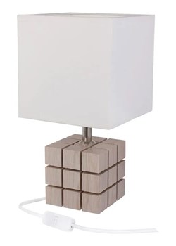 Beżowa lampka nocna kostka z abażurem - S230-Revila ze sklepu Edinos.pl w kategorii Lampy stołowe - zdjęcie 172265648