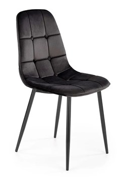 Czarne welurowe krzesło z pikowaniem - Volter ze sklepu Edinos.pl w kategorii Krzesła - zdjęcie 172265678