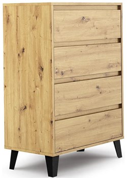 Komoda z 4 szufladami na nóżkach dąb artisan - Hallor 5X ze sklepu Edinos.pl w kategorii Komody - zdjęcie 172265798