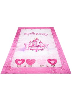 Różowy dywan z zamkiem dla księżniczki - Puso 5X ze sklepu Edinos.pl w kategorii Tekstylia dziecięce - zdjęcie 172265899