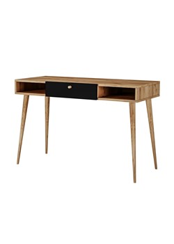 Biurko z półkami i szufladą w stylu skandynawskim dąb craft + czarny R4-K71 ze sklepu Edinos.pl w kategorii Biurka i sekretarzyki - zdjęcie 172265905