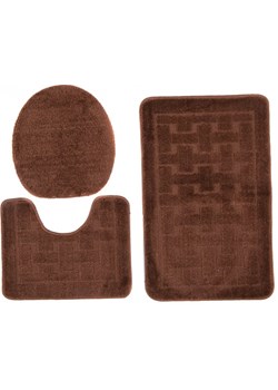 Stylowy brązowy zestaw dywaników do łazienki w kratę - Deso 4X ze sklepu Edinos.pl w kategorii Dywaniki łazienkowe - zdjęcie 172266729