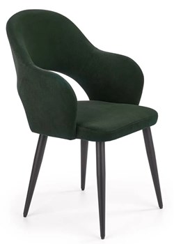 Welurowe krzesło typu ludwik Ofelio - ciemnozielone ze sklepu Edinos.pl w kategorii Krzesła - zdjęcie 172266767
