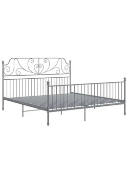 Szare metalowe łózko z zagłówkiem 180x200 cm - Hadson ze sklepu Edinos.pl w kategorii Łóżka i materace - zdjęcie 172267435
