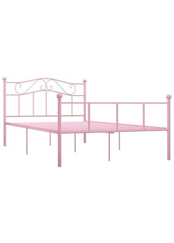 Różowe łóżko z metalu 180x200 cm - Okla ze sklepu Edinos.pl w kategorii Łóżka i materace - zdjęcie 172267587