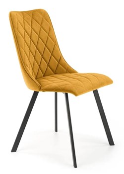 Musztardowe krzesło tapicerowane welurem - Zoxe ze sklepu Edinos.pl w kategorii Krzesła - zdjęcie 172267816