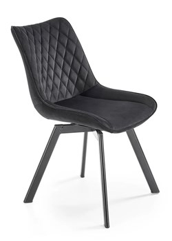 Czarne krzesło tapicerowane welurem - Elpo ze sklepu Edinos.pl w kategorii Krzesła - zdjęcie 172267817