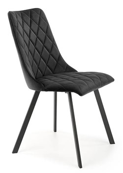 Czarne welurowe krzesło pikowane - Zoxe ze sklepu Edinos.pl w kategorii Krzesła - zdjęcie 172268118