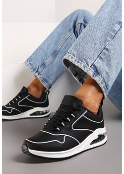 Czarno-Białe Sneakersy przed Kostkę z Podeszwą Typu Air z Imitacji Skóry Ialoella ze sklepu renee.pl w kategorii Buty sportowe damskie - zdjęcie 172269568