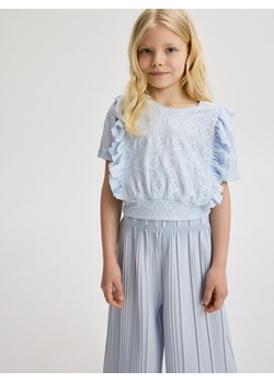 Reserved - Ażurowa bluzka - jasnoniebieski ze sklepu Reserved w kategorii Bluzki dziewczęce - zdjęcie 172270146