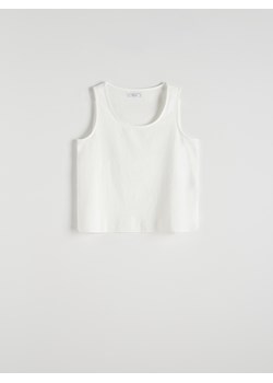 Reserved - Gładki top - złamana biel ze sklepu Reserved w kategorii Bluzki damskie - zdjęcie 172270448