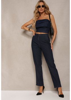 Granatowe Klasyczne Spodnie o Fasonie Regular Melauca ze sklepu Renee odzież w kategorii Jeansy damskie - zdjęcie 172272265