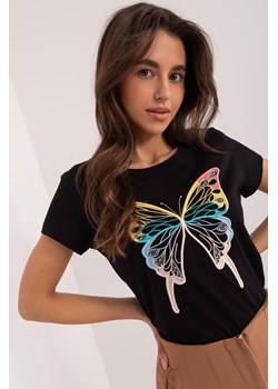 T-Shirt z naszywką motyla czarny ze sklepu 5.10.15 w kategorii Bluzki damskie - zdjęcie 172272648