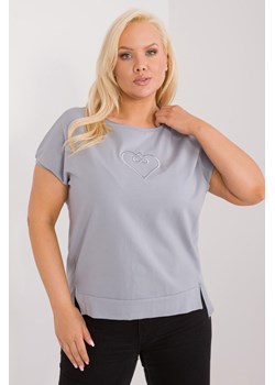 Bawełniana bluzka plus size z naszywką szara ze sklepu 5.10.15 w kategorii Bluzki damskie - zdjęcie 172272708