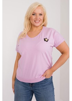 Bluzka plus size z krótkim rękawem jasno fioletowa ze sklepu 5.10.15 w kategorii Bluzki damskie - zdjęcie 172272786