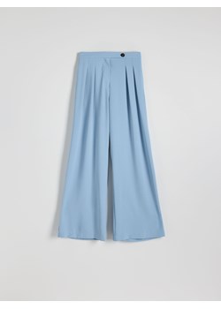 Reserved - Szerokie spodnie z zakładkami - jasnoniebieski ze sklepu Reserved w kategorii Spodnie damskie - zdjęcie 172274455