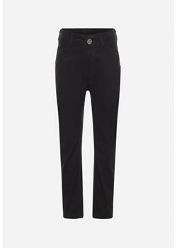 Czarne Bawełniane Spodnie Jeansy Zapinane na Guzik Drilbia ze sklepu Born2be Odzież w kategorii Spodnie chłopięce - zdjęcie 172275876