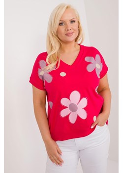 Bluzka plus size z krótkim rękawem czerwona ze sklepu 5.10.15 w kategorii Bluzki damskie - zdjęcie 172276459