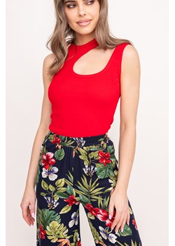 Czerwony Top prążkowany KARTIAGO ze sklepu TONO w kategorii Bluzki damskie - zdjęcie 172276898