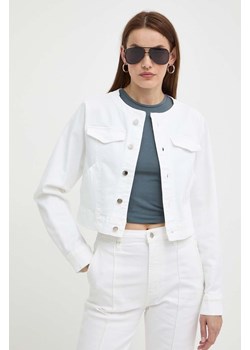 BOSS kurtka jeansowa damska kolor biały przejściowa 50514580 ze sklepu ANSWEAR.com w kategorii Kurtki damskie - zdjęcie 172277676