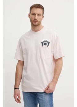 Karl Lagerfeld t-shirt bawełniany Dour Darcel X Karl męski kolor różowy z nadrukiem 542270.755099 ze sklepu ANSWEAR.com w kategorii T-shirty męskie - zdjęcie 172278008