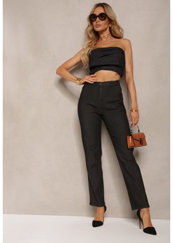 Czarne Klasyczne Spodnie o Fasonie Regular Melauca ze sklepu Renee odzież w kategorii Jeansy damskie - zdjęcie 172278376