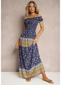 Granatowa Sukienka Hiszpanka z Wiskozy z Marszczoną Górą Isteria ze sklepu Renee odzież w kategorii Sukienki - zdjęcie 172278398