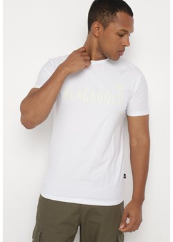 Biała Klasyczna Koszulka z Bawełny z Ozdobnym Napisem Altima ze sklepu Born2be Odzież w kategorii T-shirty męskie - zdjęcie 172279299