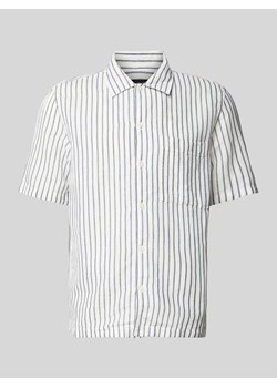 Koszula lniana o kroju regular fit ze wzorem w paski ze sklepu Peek&Cloppenburg  w kategorii Koszule męskie - zdjęcie 172280307