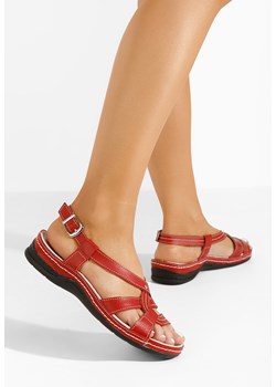 Czerwone sandały damskie skórzane Zinga ze sklepu Zapatos w kategorii Sandały damskie - zdjęcie 172283176