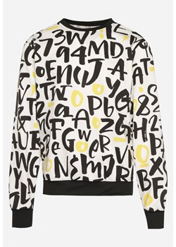 Biało-Czarna Casualowa Bluza Wykończona Ściągaczem i Napisem Neelia ze sklepu Born2be Odzież w kategorii Bluzy męskie - zdjęcie 172284678