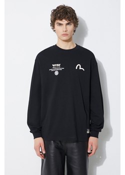 Evisu longsleeve bawełniany Seagull + Kamon & Wave Print LS Tee kolor czarny z nadrukiem 2ESHTM4TL7063 ze sklepu PRM w kategorii T-shirty męskie - zdjęcie 172284907
